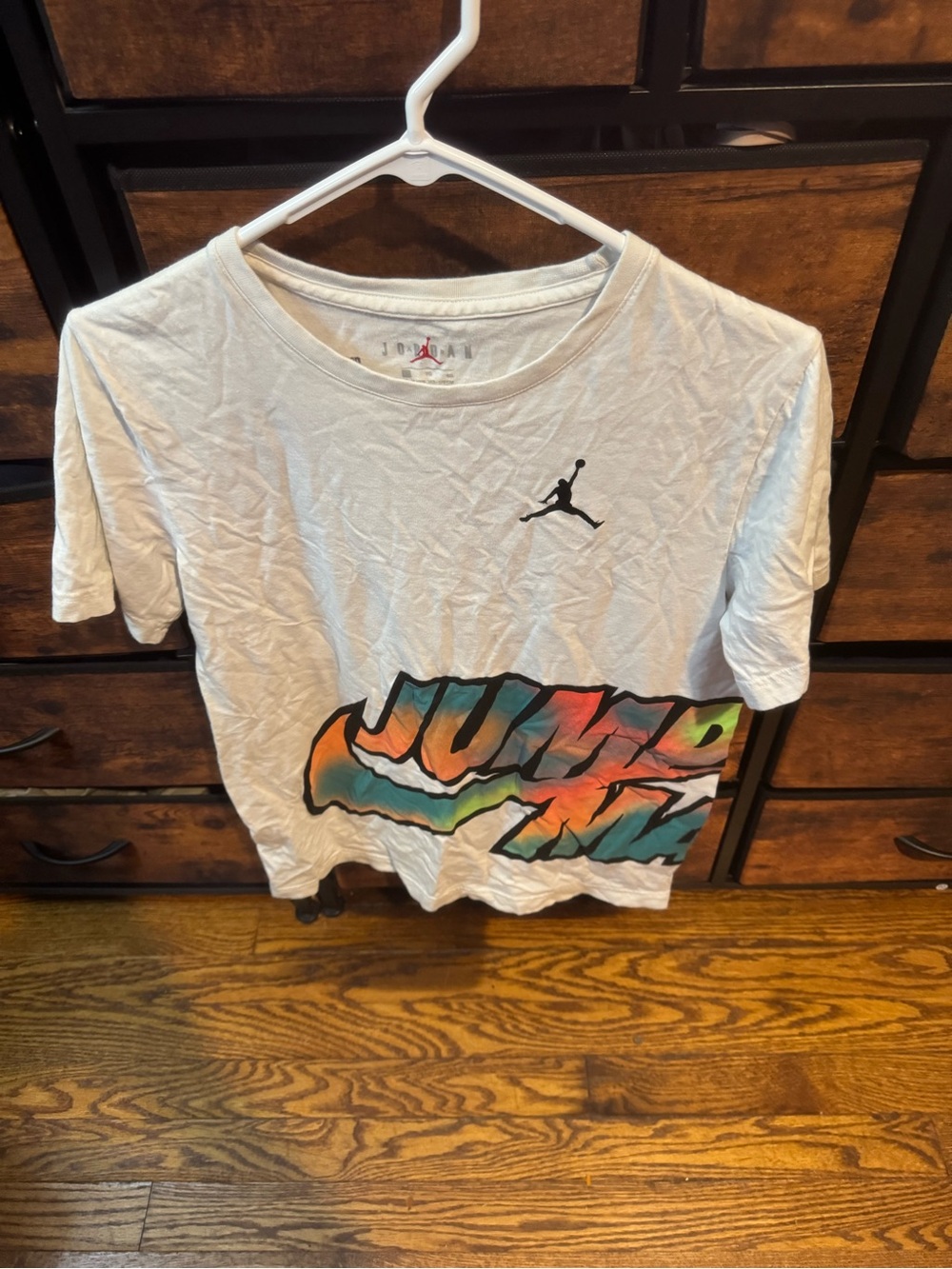 Jordan White Tee with Multicolor Graphic